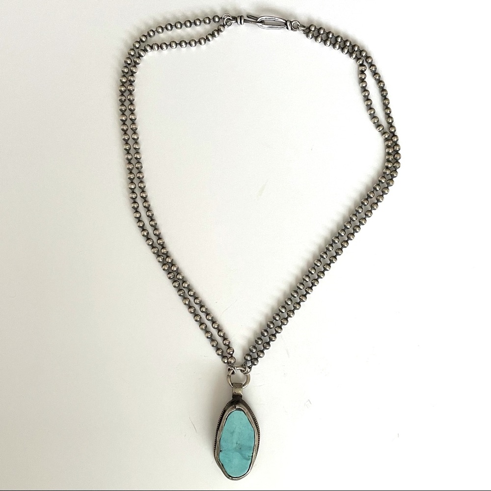 Genuine Turquoise and Silver 19" Necklace NWOT